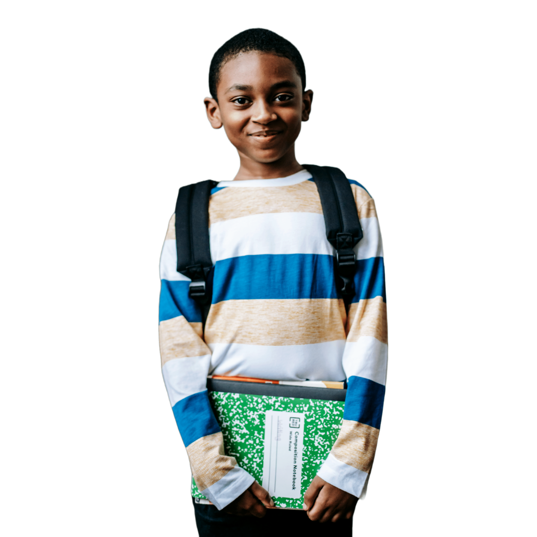 African American boy holding books